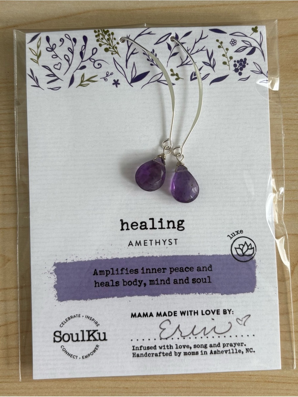 Soulku Amethyst Sterling Silver Drop Earrings